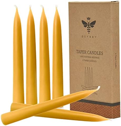 DEYBBY Beeswax Taper Candles 6pk
