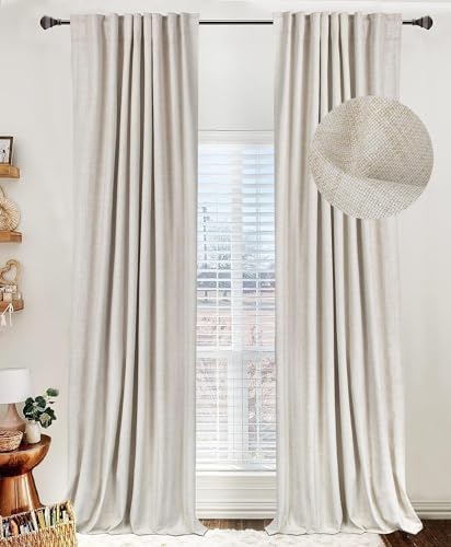 100% Blackout Linen Curtains 84in
